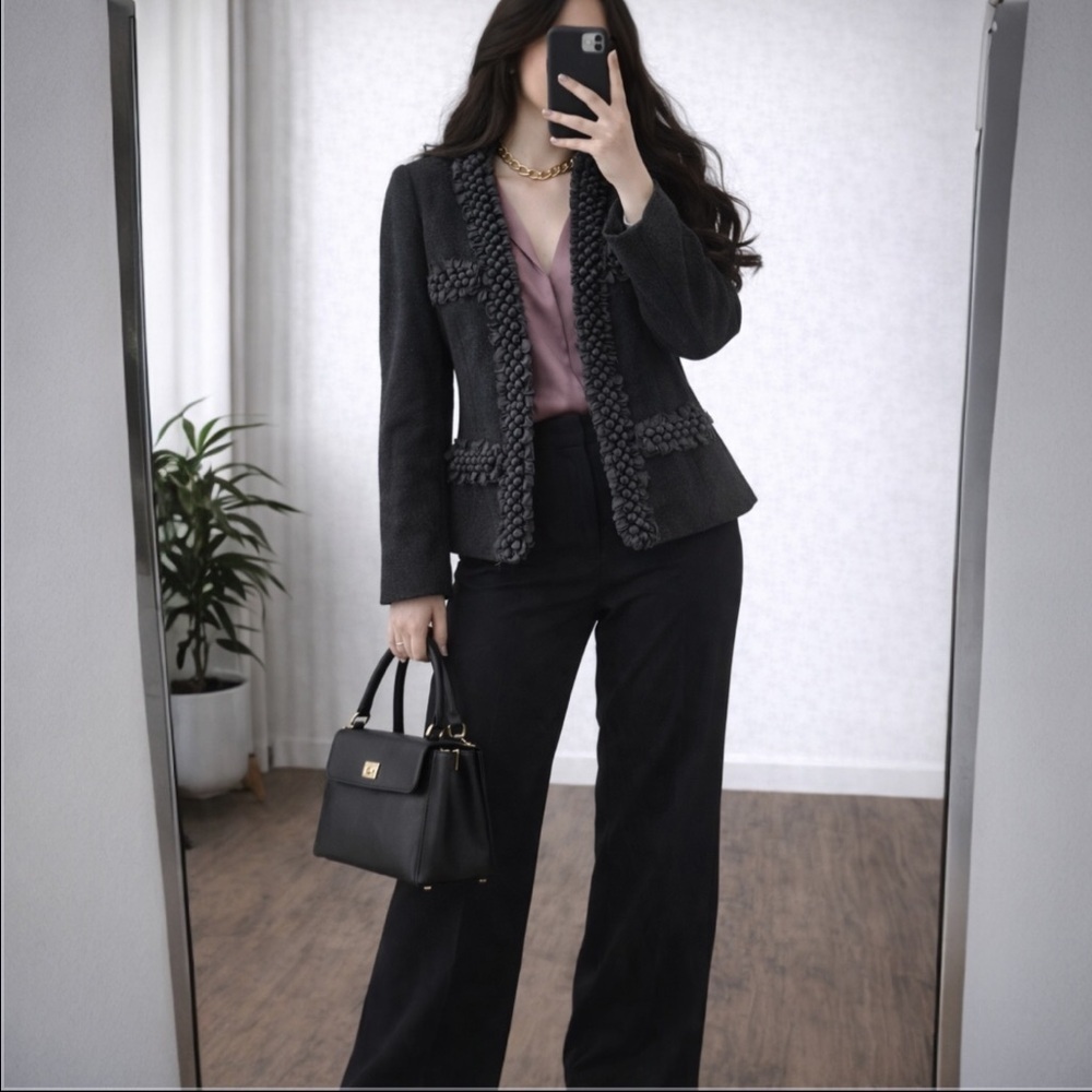 J Crew Women’s Grey 100% Wool Astrid Berry Cropped Jacket Blazer